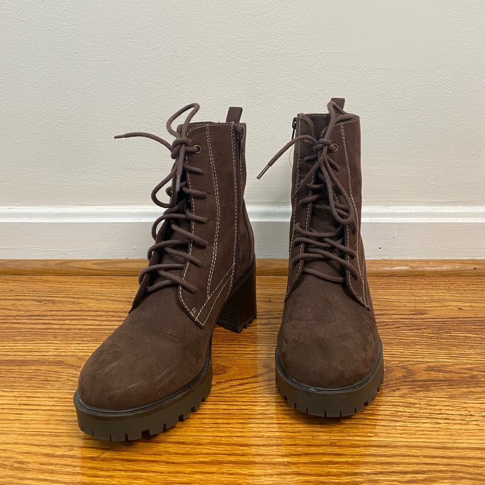 Brown Boots Chunky Heels